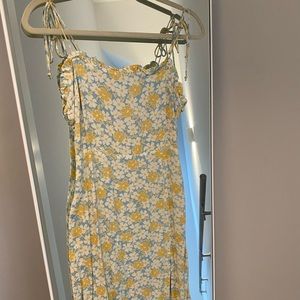 Floral sundress with ties and slit